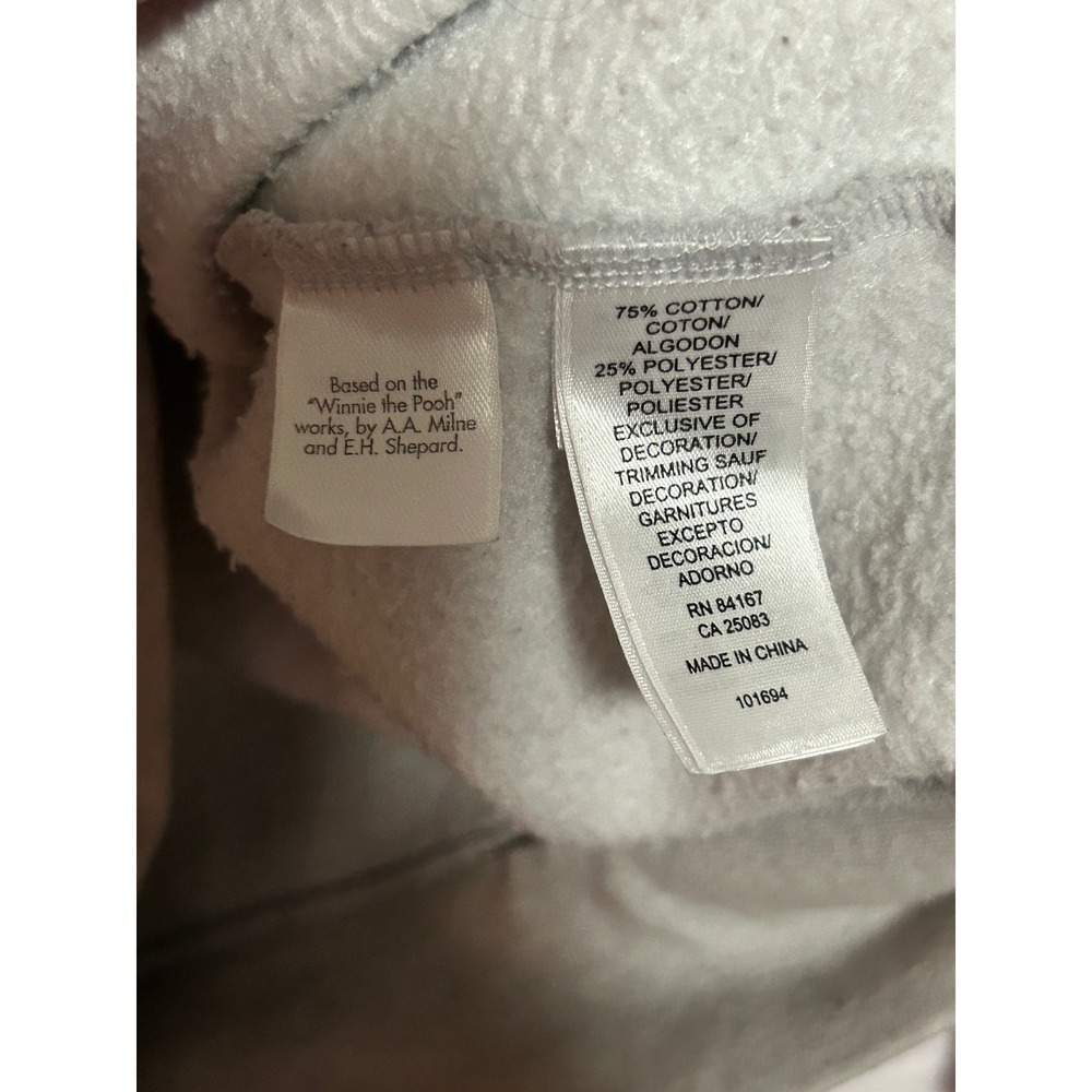 Disney Store Winnie the Pooh Merry Christmas Sweatshirt Gray Mens M Embroidered - Picture 5 of 7